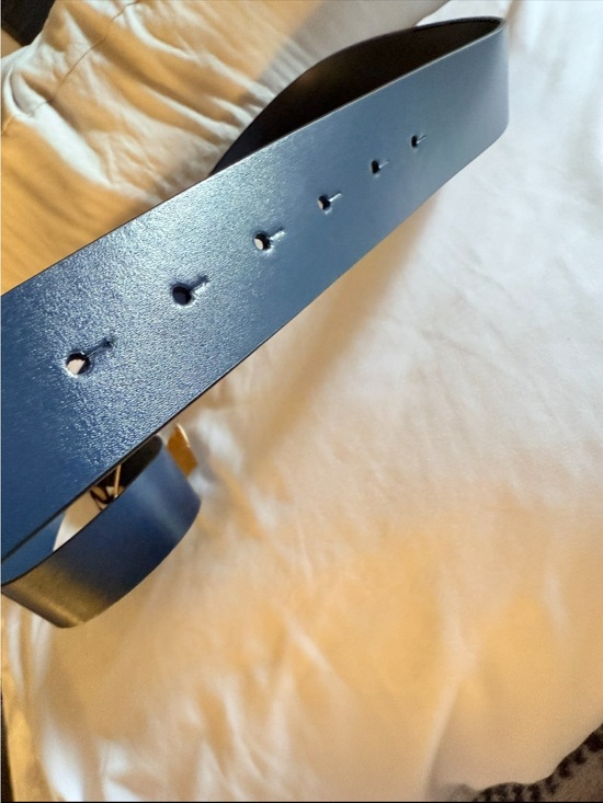Valentino Black Leather Belt with Gold Crystal V Buckle